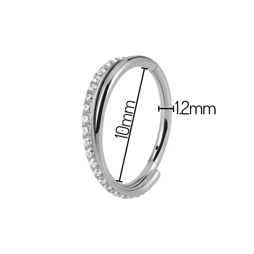 Anneau de piercing pour les oreilles couleur argent - 10 mm et 1.2mm