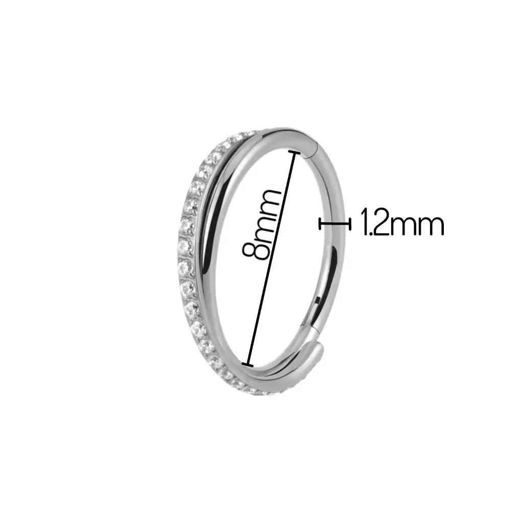 Anneau de piercing pour les oreilles couleur argent - 8 mm et 1.2mm