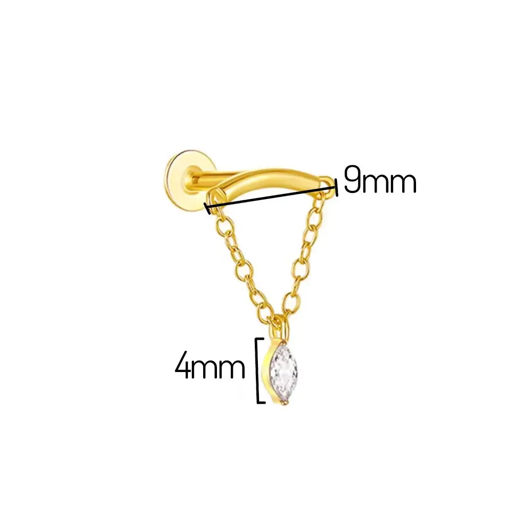 Piercing hidden helix Elenya en titane doré – barre incurvée 9mm et breloque 4mm