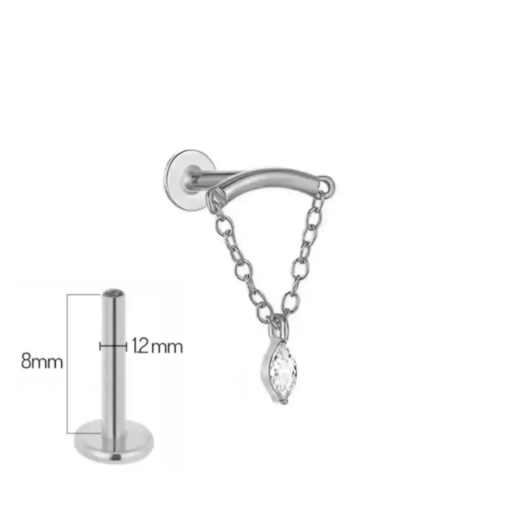 Bijou Elenya version titane – tige 8mm avec breloque en oxyde de zirconium