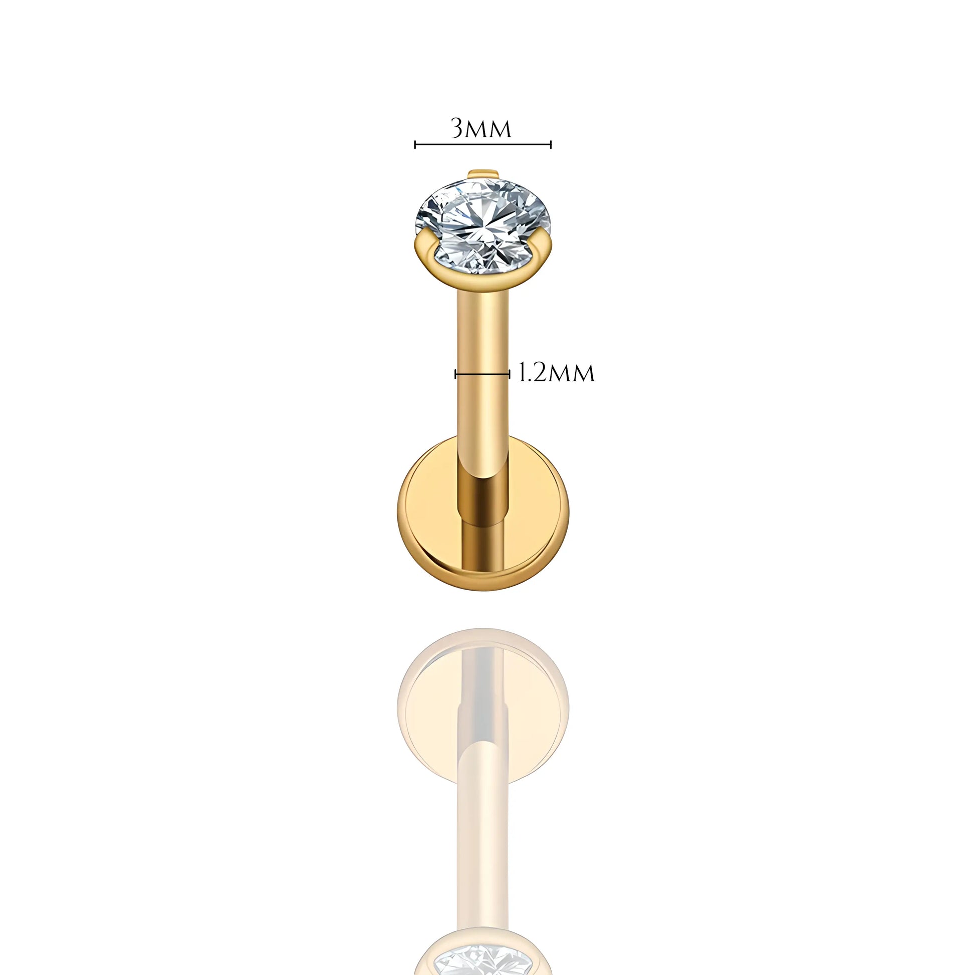 Bijou en titane avec top en pierre de zirconium griffée. Finition PVD Or
