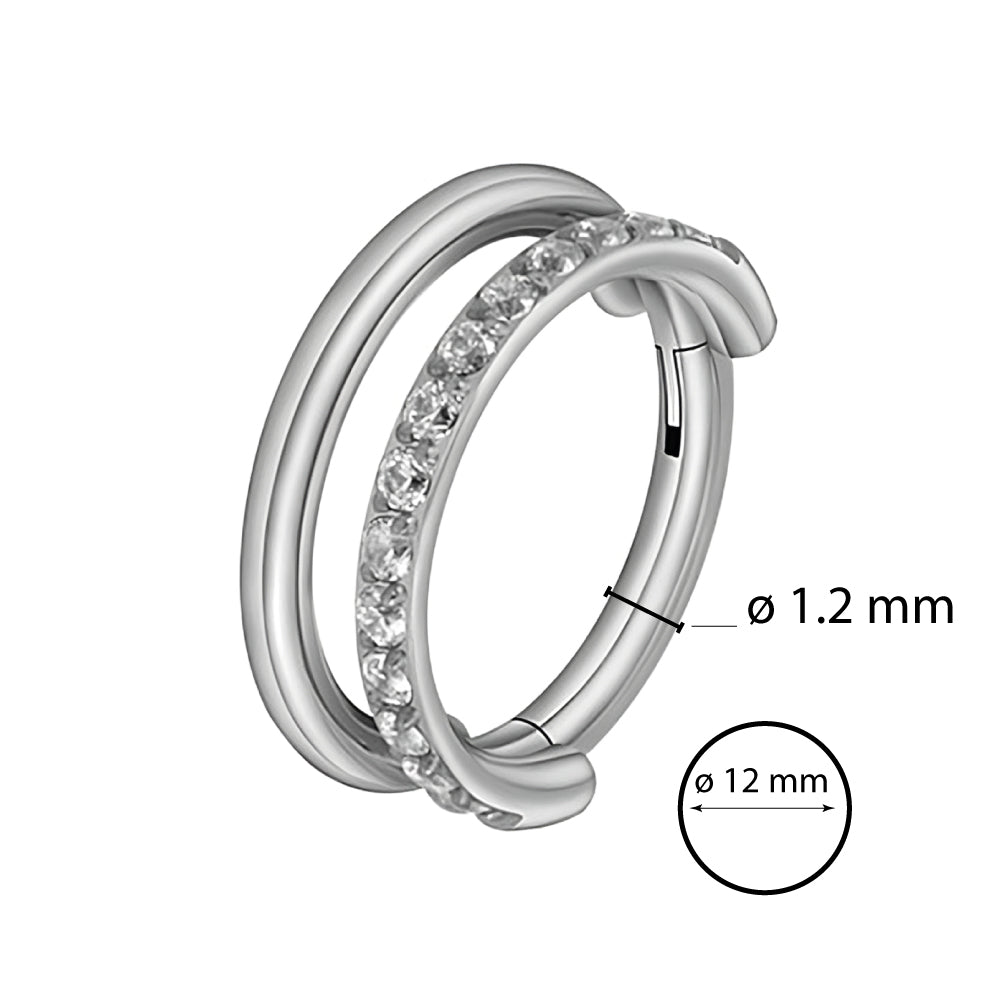 Anneau double en titane pour piercing de cartilage, lobe ou septum