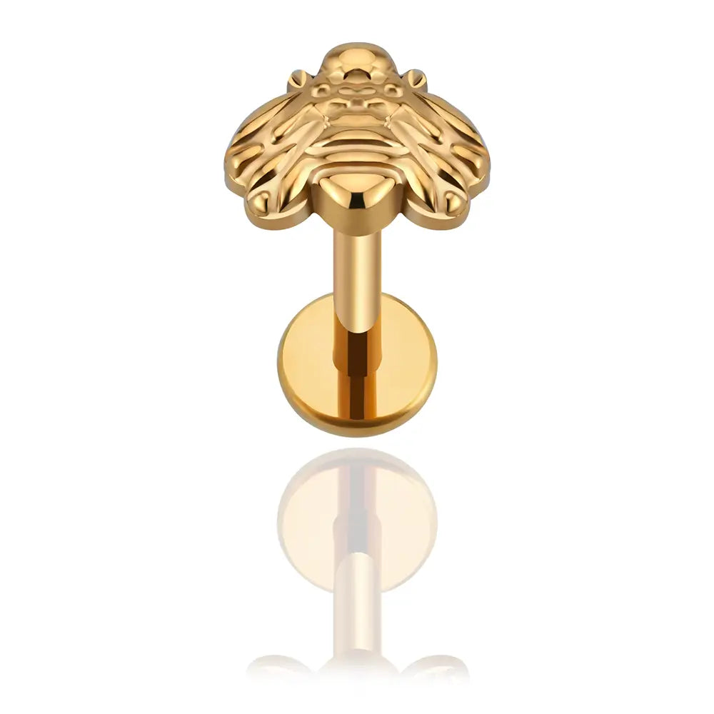 Labret titane helix abeille finition PVD or