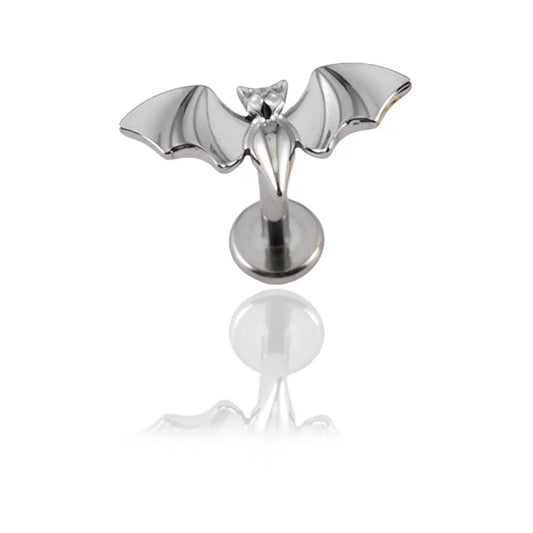 Labret piercing tragus en titane motif chauve-souris