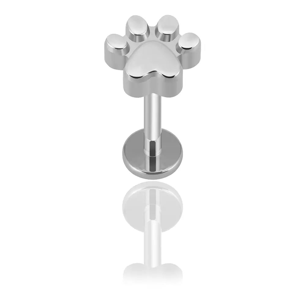 Bijou en titane type labret motif patte de chien
