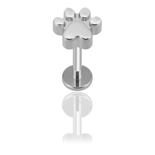 Bijou en titane type labret motif patte de chien