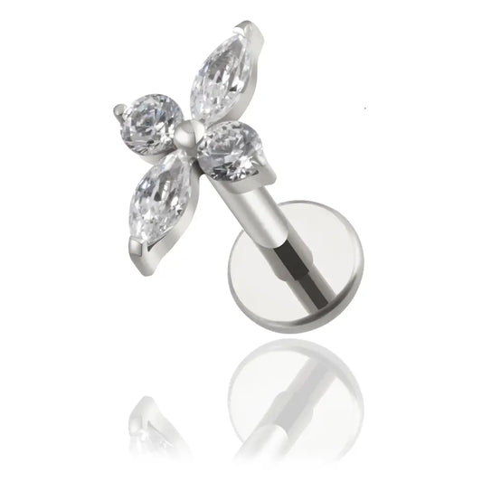 Labret piercing marquise avec zircon