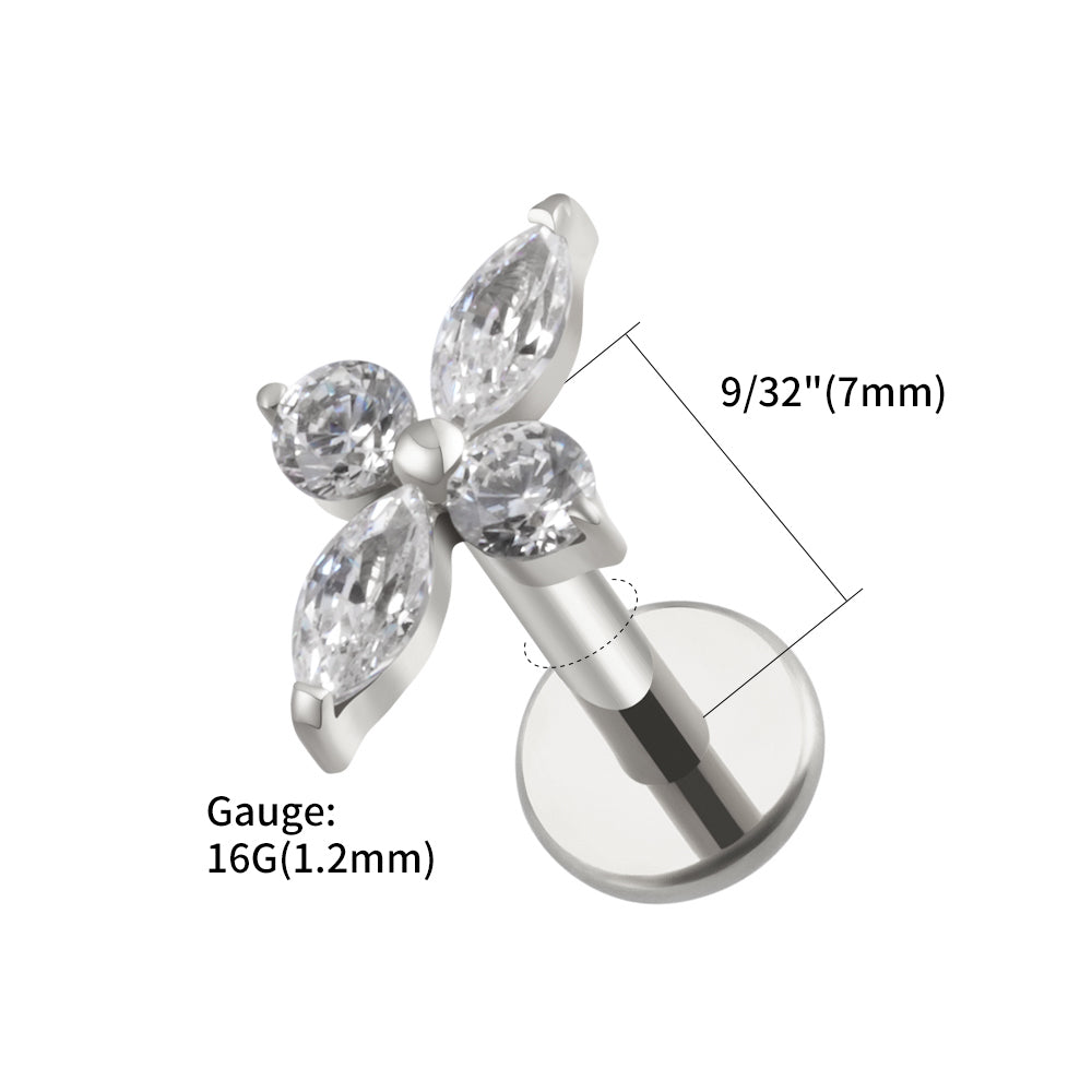 présentation labret piercing étoile zircon