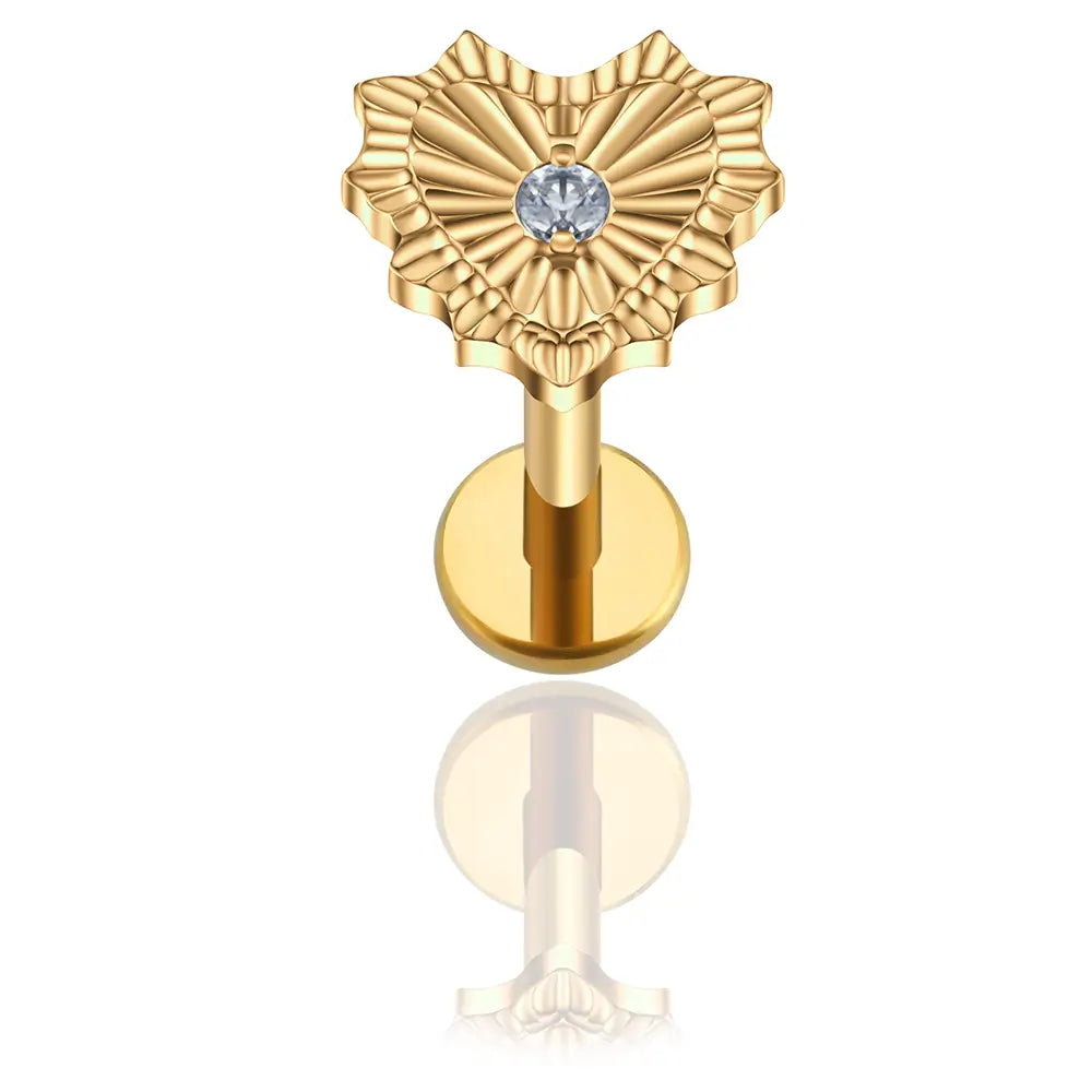 Piercing stud en titane ASTM F-136 coeur brillant. Finition PVD Or