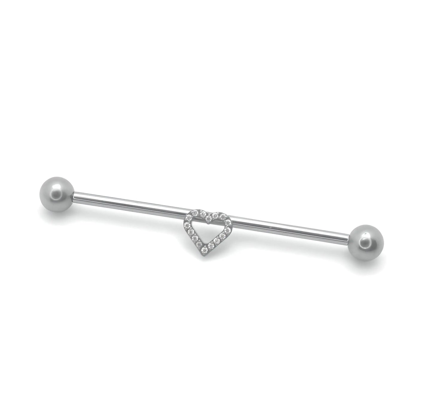 Barre de piercing industriel en titane ASTM F-136 avec coeur strass