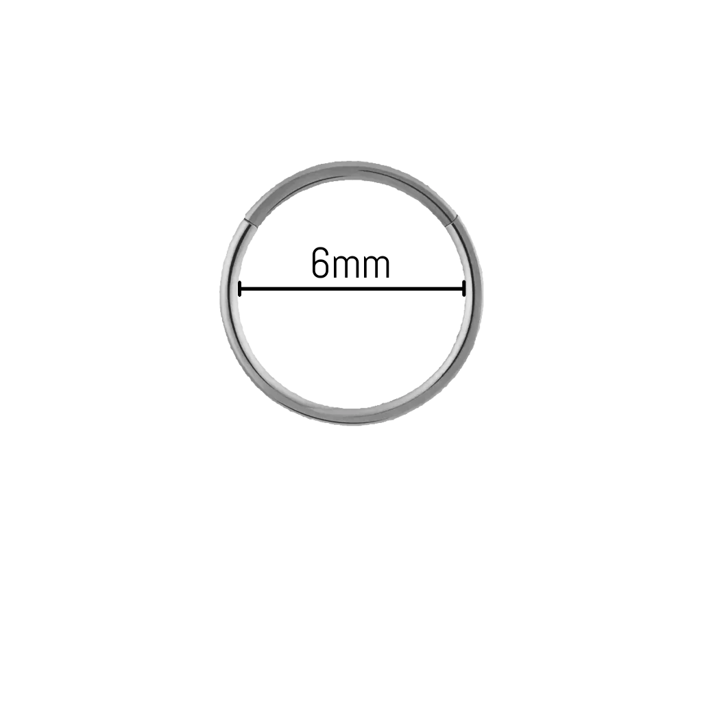 Piercing anneau nez titane 0,8 mm diamètre 6 mm, titane ASTM F-136 finition argentée