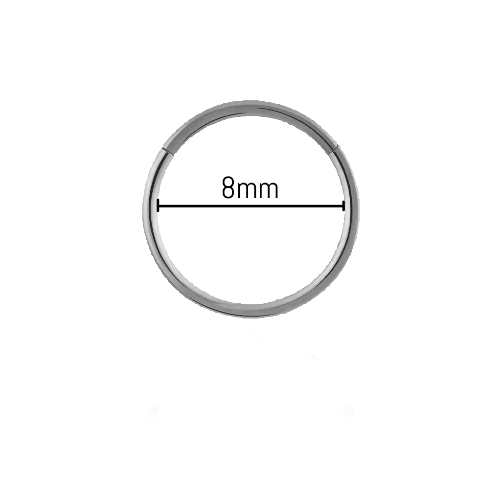 Piercing anneau nez titane 0,8 mm diamètre 8 mm, titane ASTM F-136 finition argentée