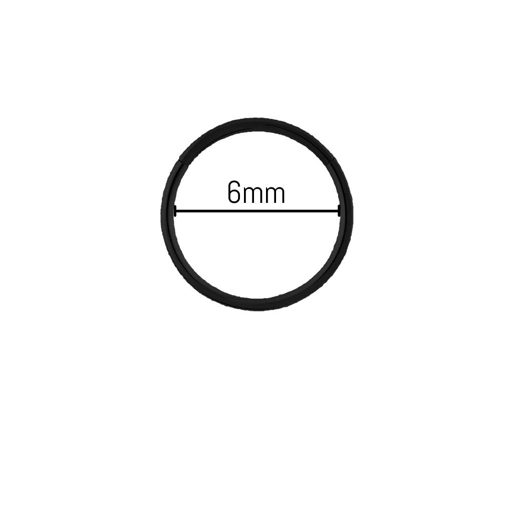 Piercing anneau nez titane 0,8 mm diamètre 6 mm, titane ASTM F-136 finition PVD noir