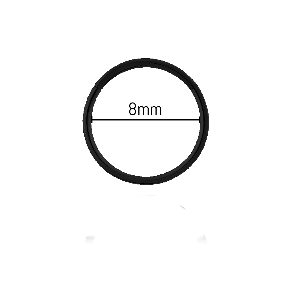 Piercing anneau nez titane 0,8 mm diamètre 8 mm, titane ASTM F-136 finition PVD noir