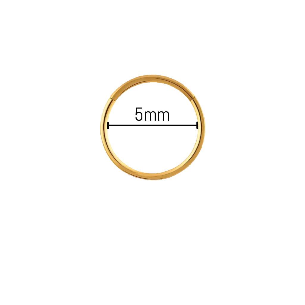 Piercing anneau nez titane 0,8 mm diamètre 5 mm, titane ASTM F-136 finition PVD or