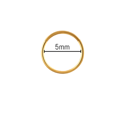 Piercing anneau nez titane 0,8 mm diamètre 5 mm, titane ASTM F-136 finition PVD or