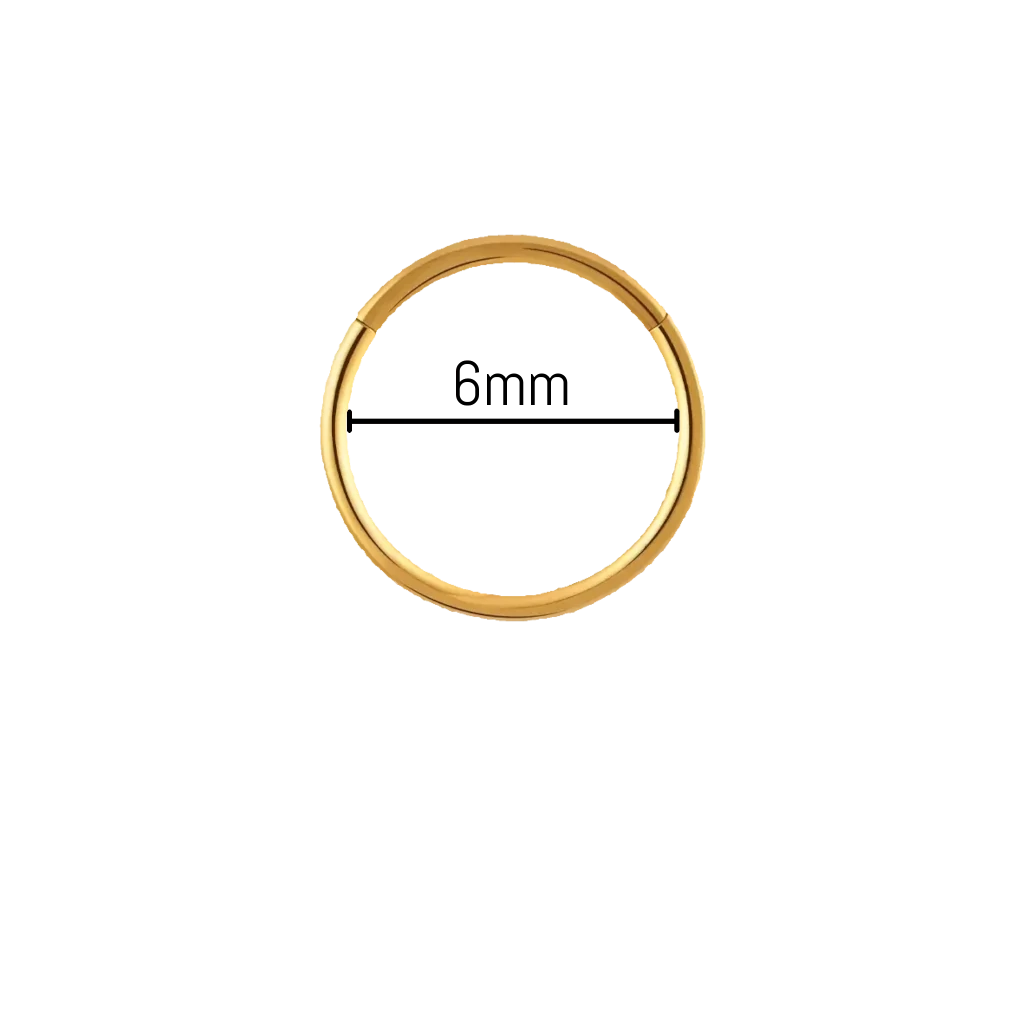 Piercing anneau nez titane 0,8 mm diamètre 6 mm, titane ASTM F-136 finition PVD or