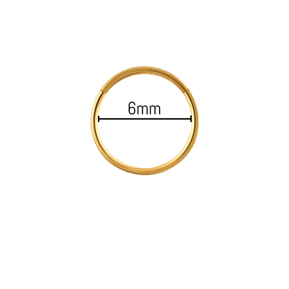 Piercing anneau nez titane 0,8 mm diamètre 6 mm, titane ASTM F-136 finition PVD or