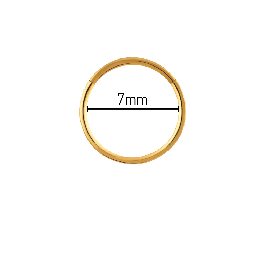 Piercing anneau nez titane 0,8 mm diamètre 7 mm, titane ASTM F-136 finition PVD or