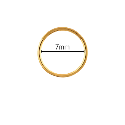 Piercing anneau nez titane 0,8 mm diamètre 7 mm, titane ASTM F-136 finition PVD or