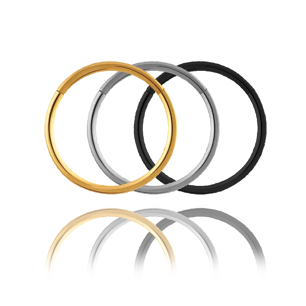 Piercing anneau nez titane 0,8 mm en titane ASTM F-136, finitions doré, argenté et noir