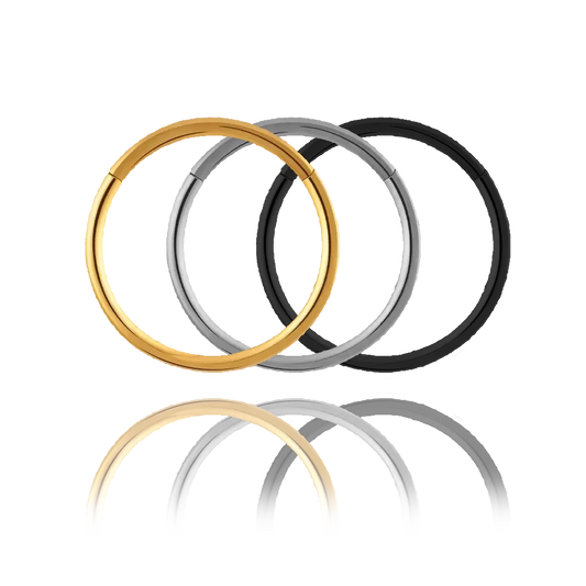 Piercing anneau nez titane 0,8 mm en titane ASTM F-136, finitions doré, argenté et noir