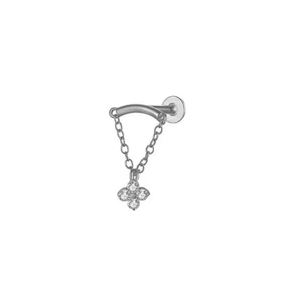 Folina, piercing hidden helix pendentif trèfle en titane ASTM F-136 finition PVD or
