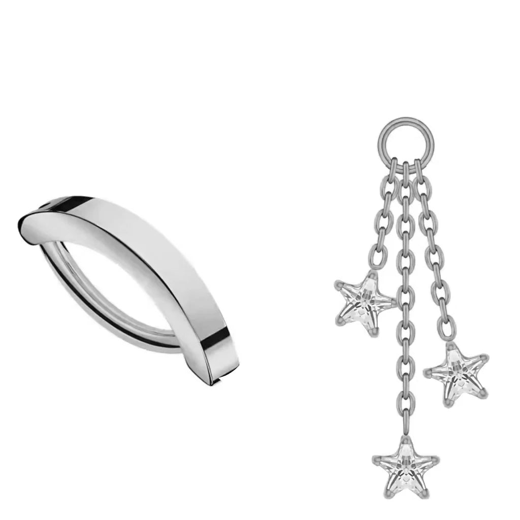 Bijou de nombril titane ASTM F-136 pour coffret fête des mères, modèle 2 argenté