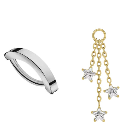 Pendant pour piercing nombril titane, coffret fête des mères, option 1 doré PVD or