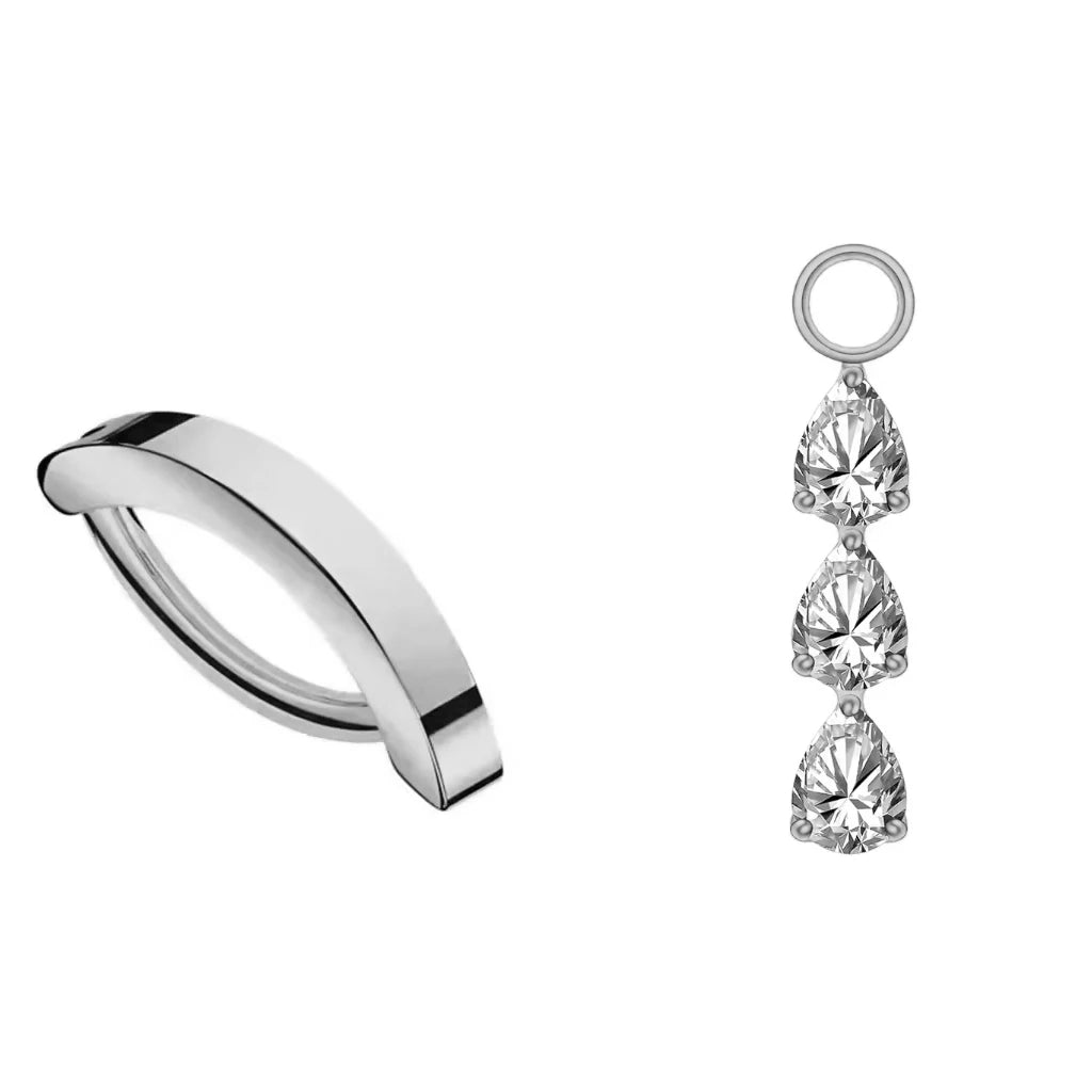 Pendant pour piercing nombril titane, coffret fête des mères, option 2 argenté