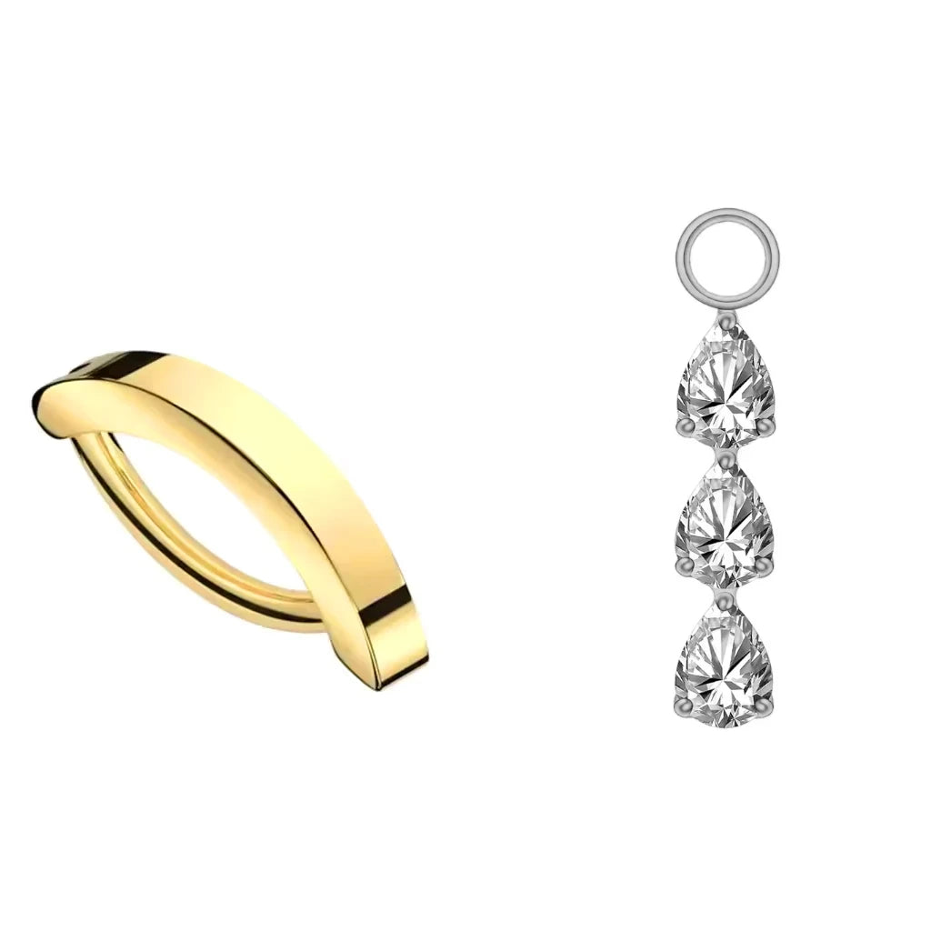 Coffret fête des mères piercing nombril titane, combinaison modèle 2 + pendant 1 argenté