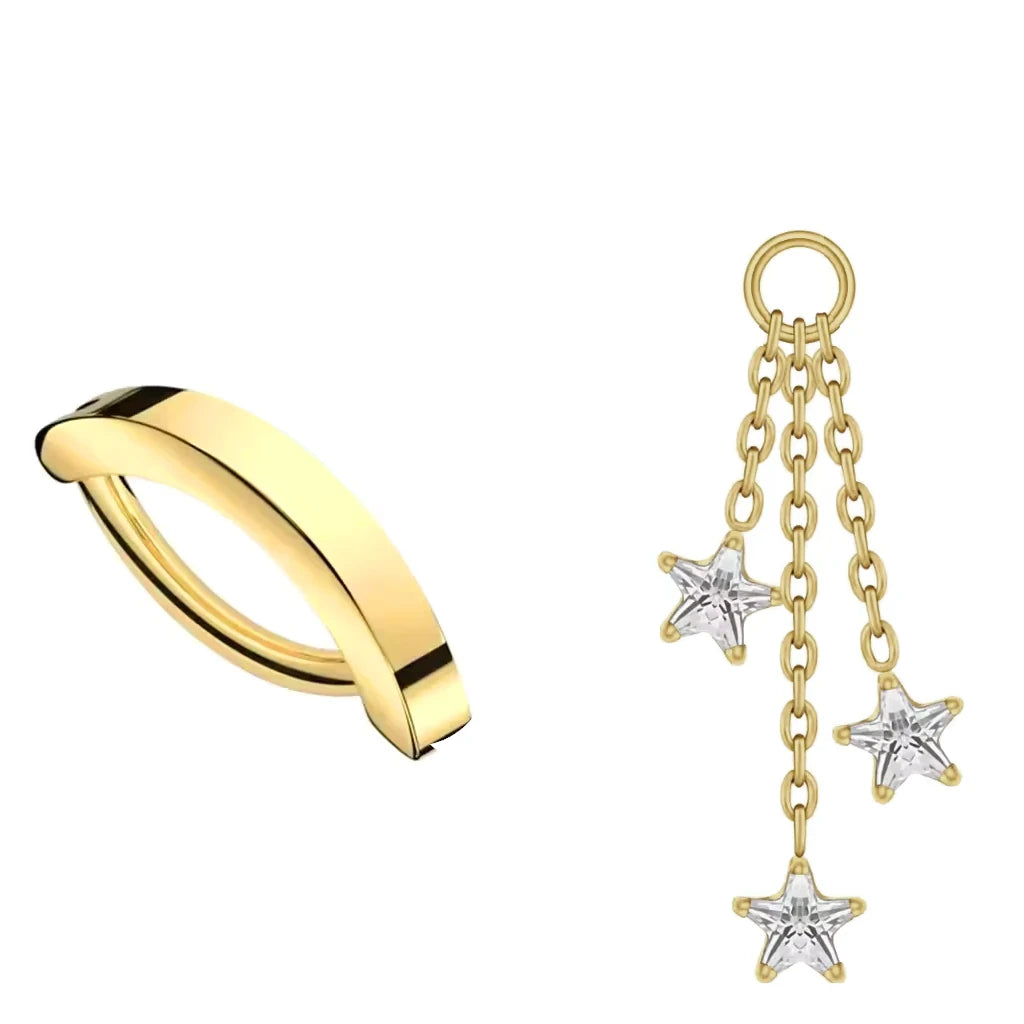 Coffret fête des mères piercing nombril titane, combinaison modèle 2 + pendant 2 doré
