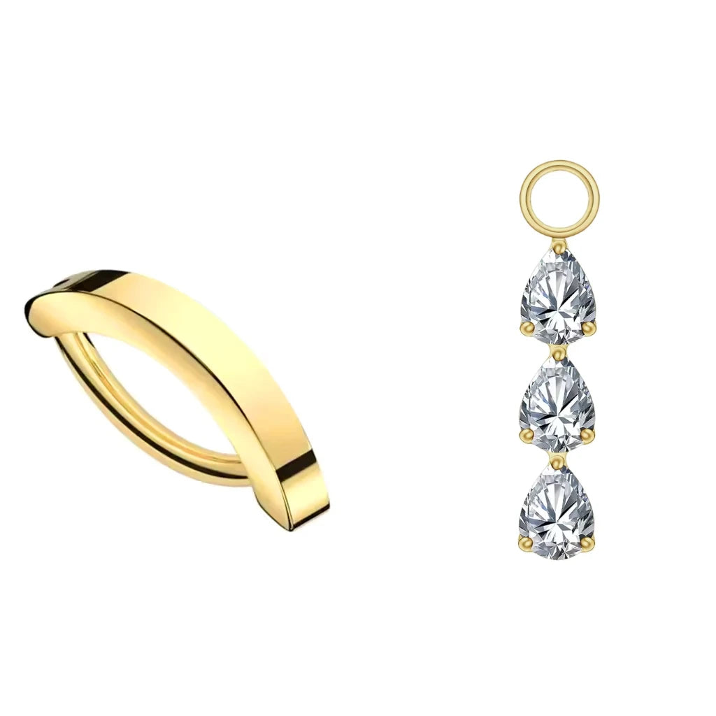 Coffret fête des mères piercing nombril titane, combinaison modèle 2 + pendant 1 doré