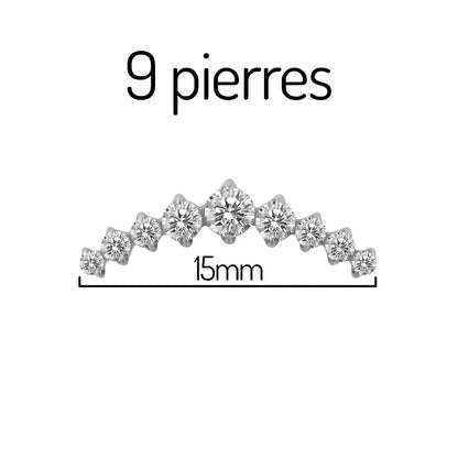 Dimensions du piercing labret en titane avec cluster de 9 pierres en zirconium - bijou hypoallergénique pour flat et hélix