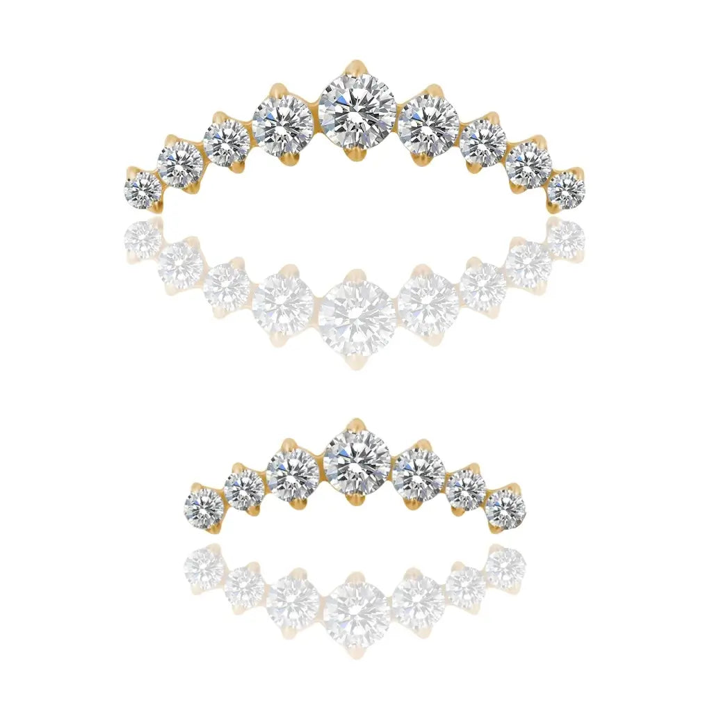 Piercing labret en titane avec cluster de 7 ou 9 pierres en zirconium - bijou hypoallergénique pour flat, hélix