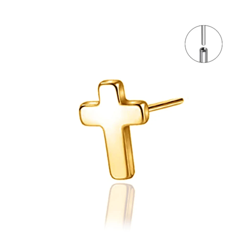 Coria, piercing croix threadless en titane ASTM F-136 finition PVD or