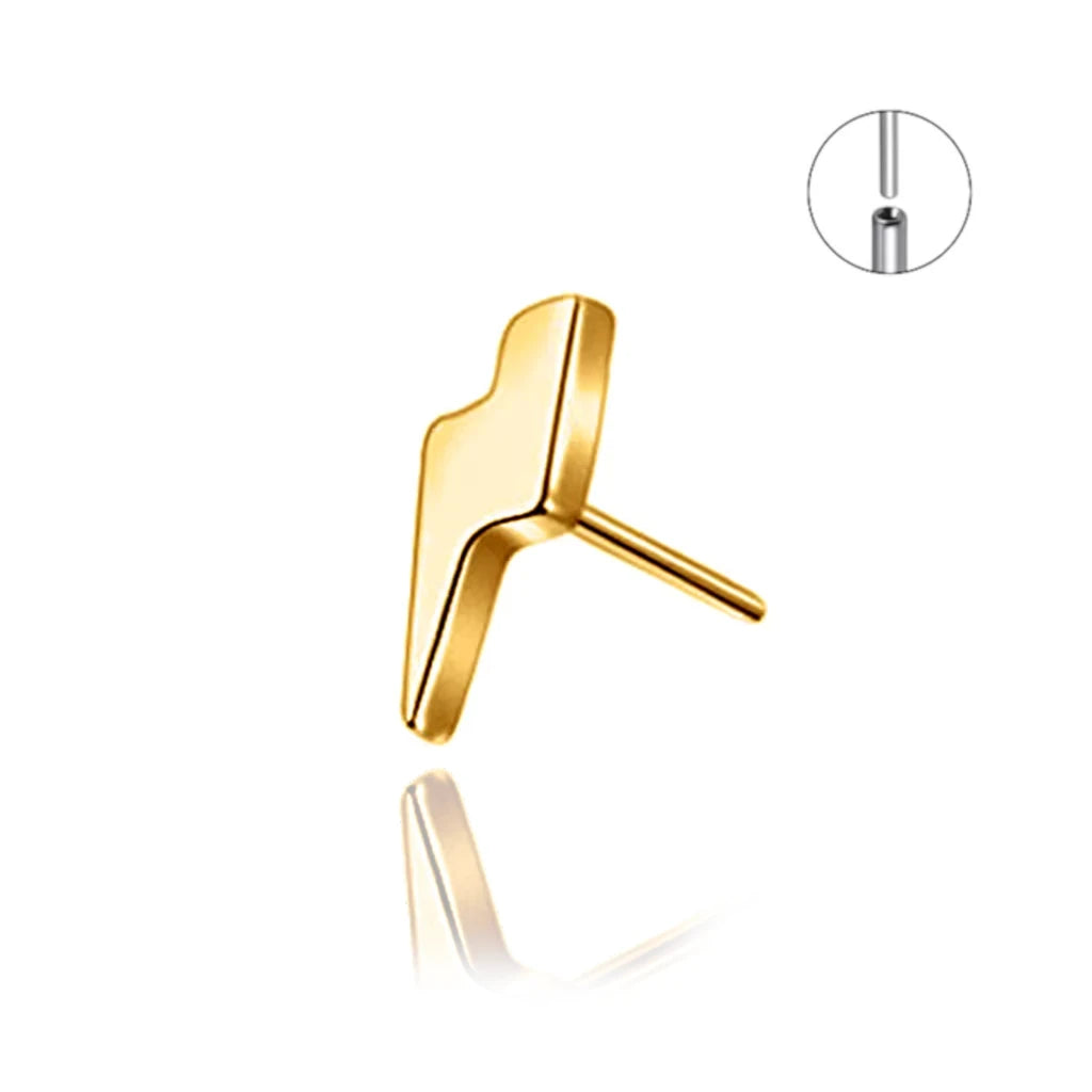 Flash, piercing éclair threadless en titane ASTM F-136 finition PVD or