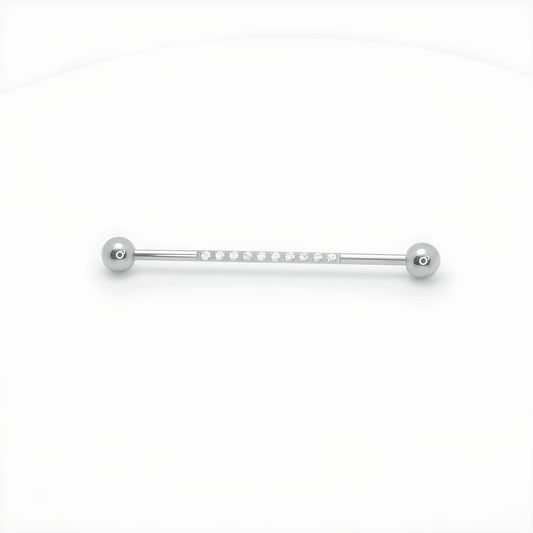 Barre de piercing industriel en titane ASTM F136 avec 10 pierres en oxyde de zirconium