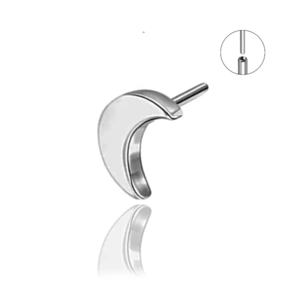 Lunatik, piercing lune threadless en titane ASTM F-136 finition titane naturel argenté