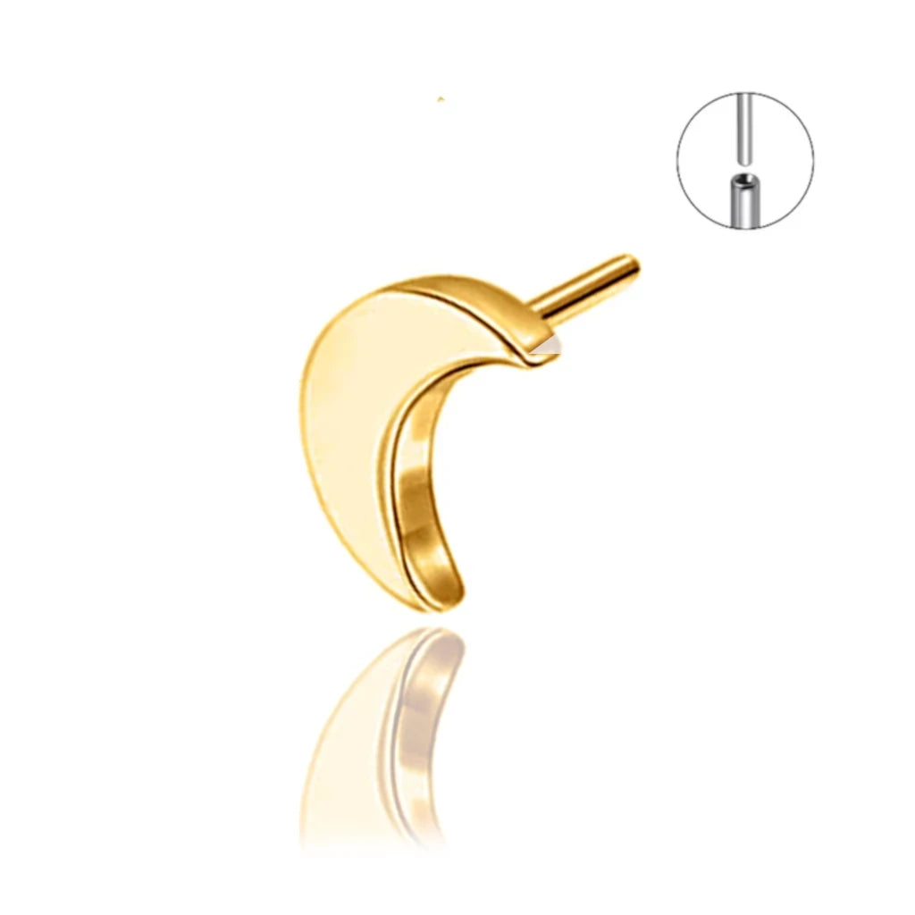 Lunatik, piercing lune threadless en titane ASTM F-136 finition PVD or