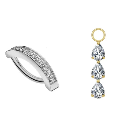 Coffret fête des mères piercing nombril titane, bijou + pendant (doré et argenté)