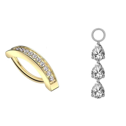 Coffret fête des mères piercing nombril titane, combinaison modèle 1 + pendant 1 argenté