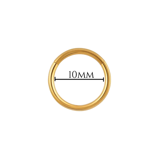 Piercing anneau clicker titane doré Orféa, diamètre 10 mm
