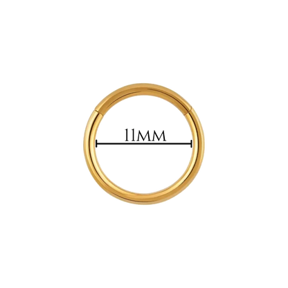 Piercing anneau clicker titane doré Orféa, diamètre 11 mm