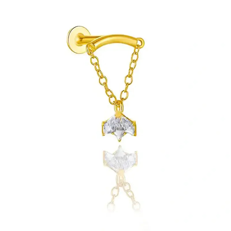 Melya, bijou de piercing hidden helix en titane ASTM F-136 finition PVD or