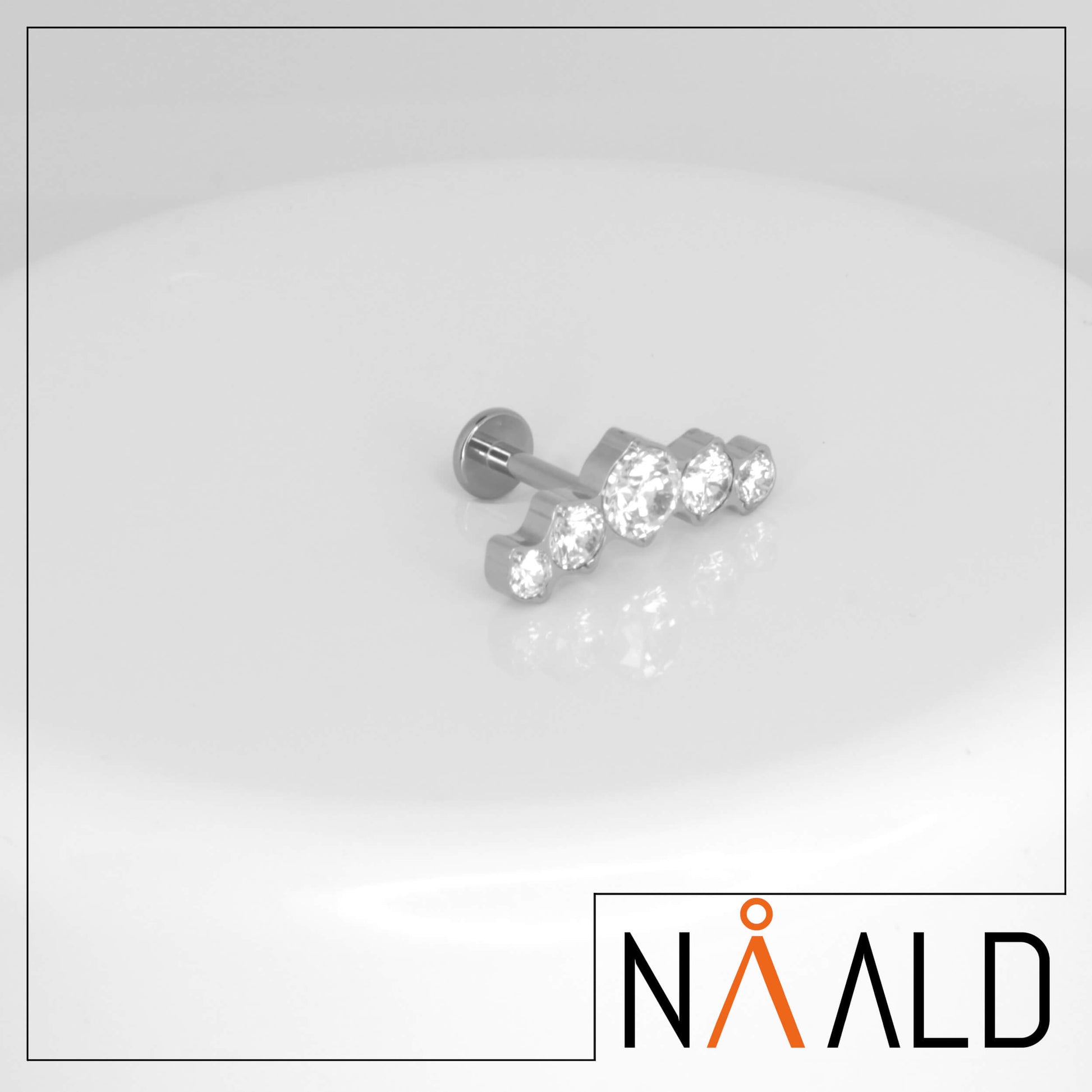Naald | piercing titane avec 5 brillants griffés