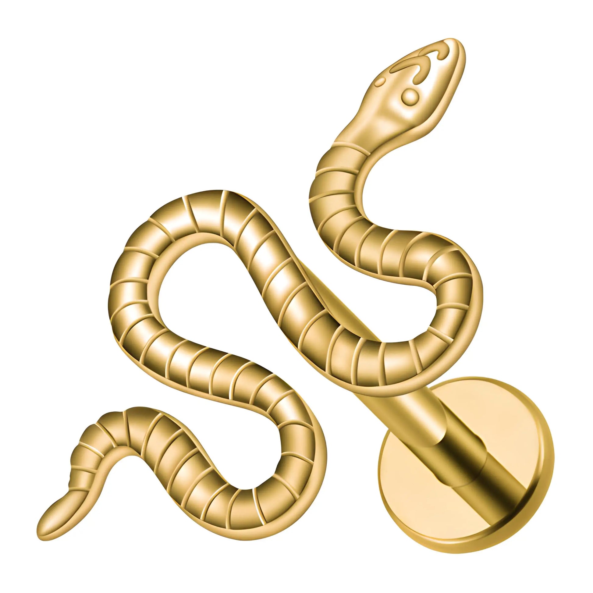 Piercing doré serpent en titane pour hélix