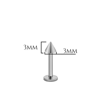 Labret cône 3x3 en titane ASTM F-136, pas de vis interne, style spike