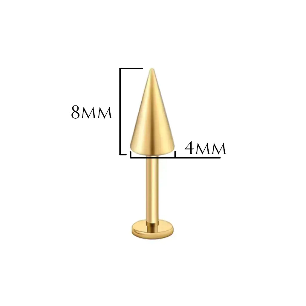 Labret pointe 4x8 doré PVD, titane ASTM F-136, pas de vis interne, style pique