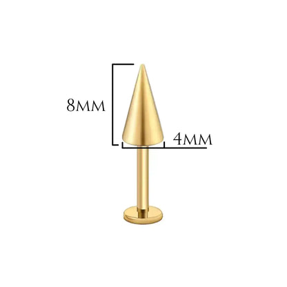 Labret pointe 4x8 doré PVD, titane ASTM F-136, pas de vis interne, style pique